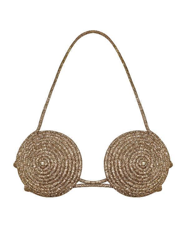 Rooney Spiral Crystal Bustier Top In Gold - Mew Mews Fashion