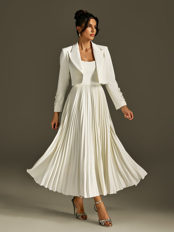 Roro Pleated Flower Blazer Set