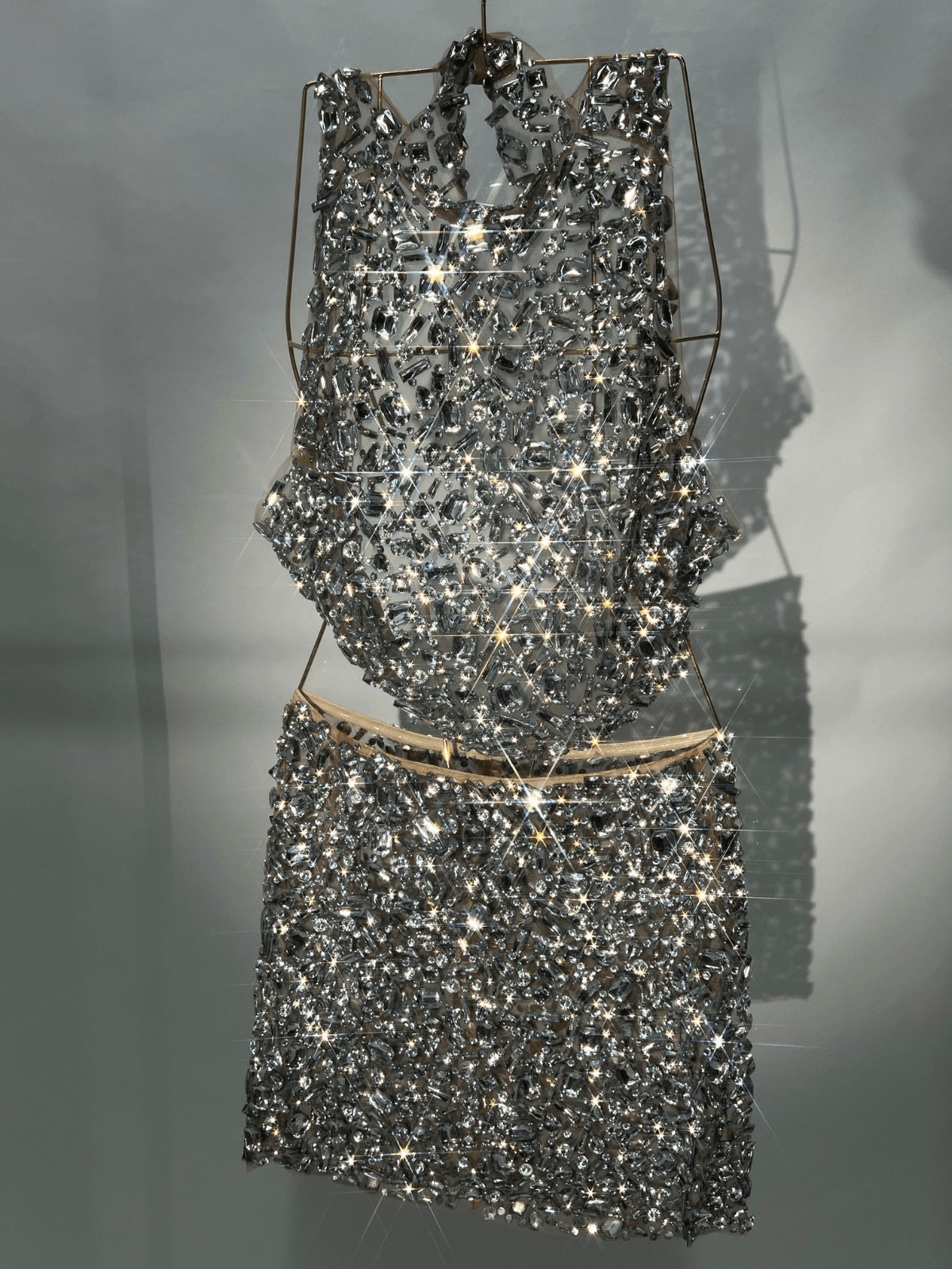 YELLOW FISNET SKIRTSET LOTS OF RHINESTONES main image 1