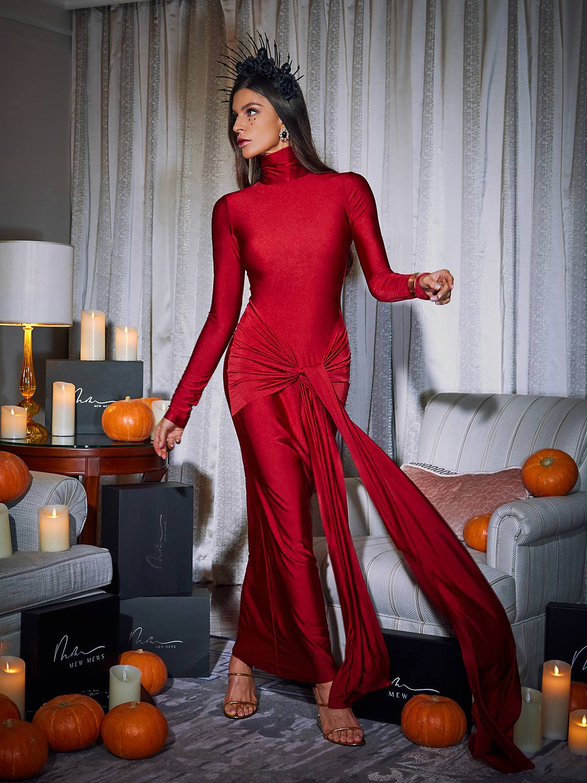 Long sleeve maxi red dress best sale