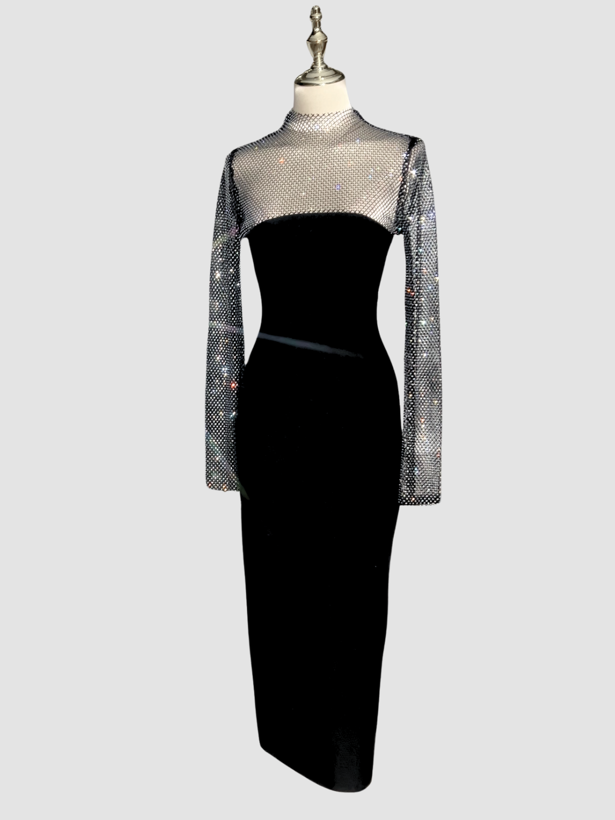 Mew Mews Ruzevich Long Sleeve Crystal Bandage Midi Dress