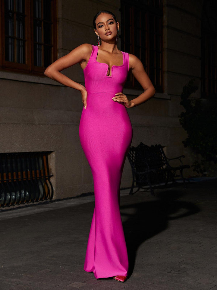 Sadira Bandage Maxi Dress In Hot Pink - Mew Mews