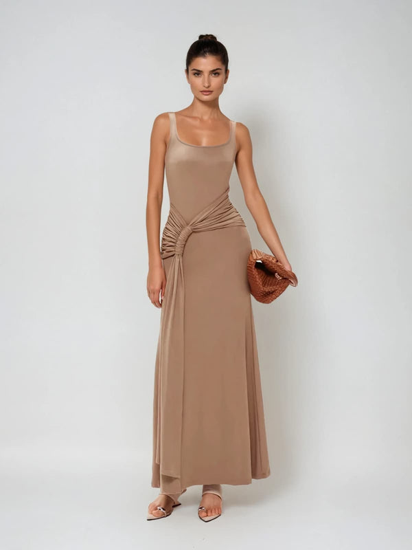 Saeldrin Spaghetti Draped Maxi Dress