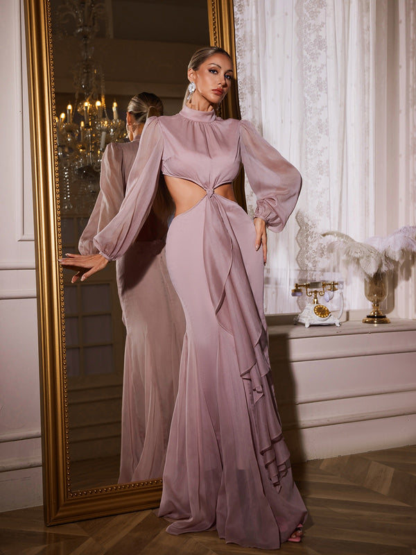 Saelyara Backless Cutout Ruffle Maxi Dress