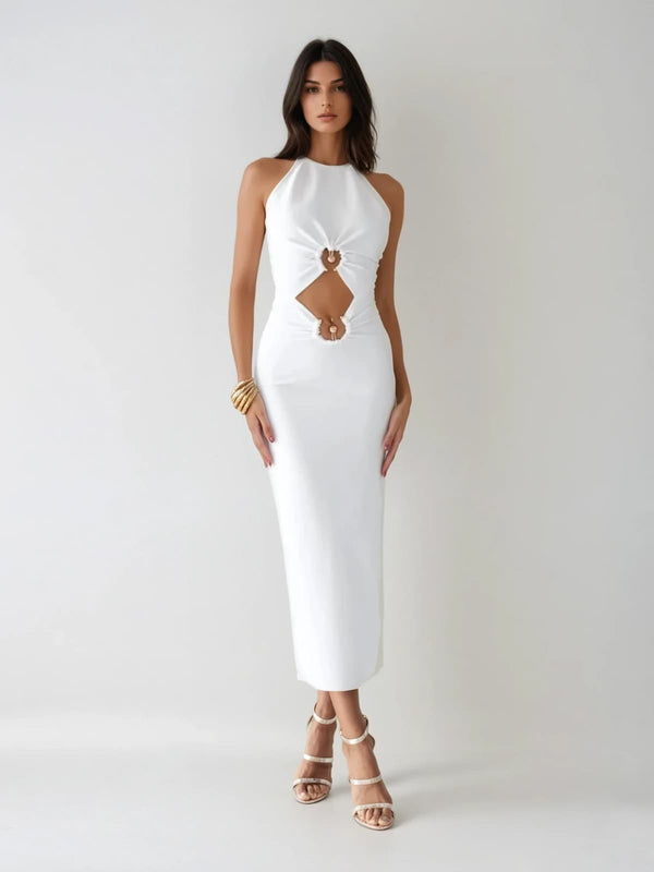 Saphira Halterneck Cutout Bandage Midi Dress