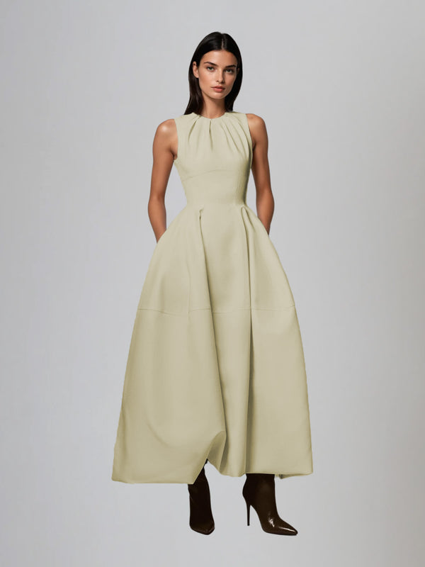 Seyra Sleeveless Ruched Maxi Dress