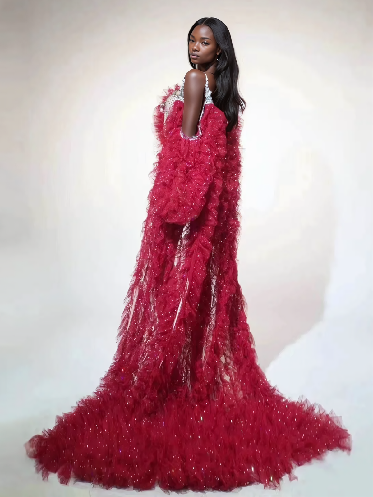 Shaquanna Tulle Coat In Red – Mew Mews