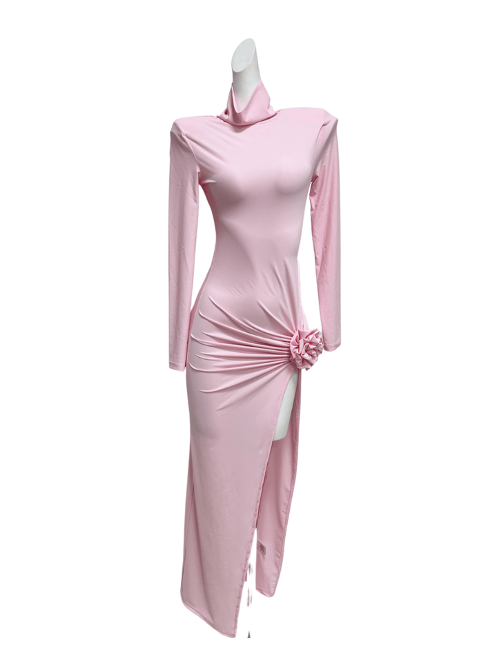 Shiphrah Long Sleeve Flower Split Midi Dress - Mew Mews