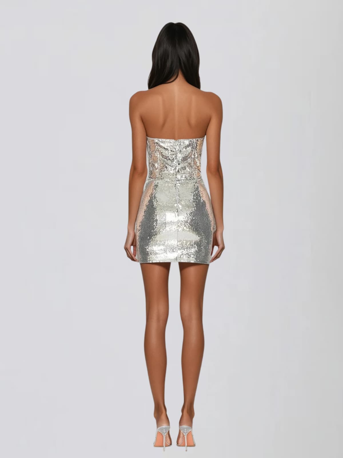 samba sequin strapless mini dress Mew Mews Sorev Strapless Sequin Mini Dress