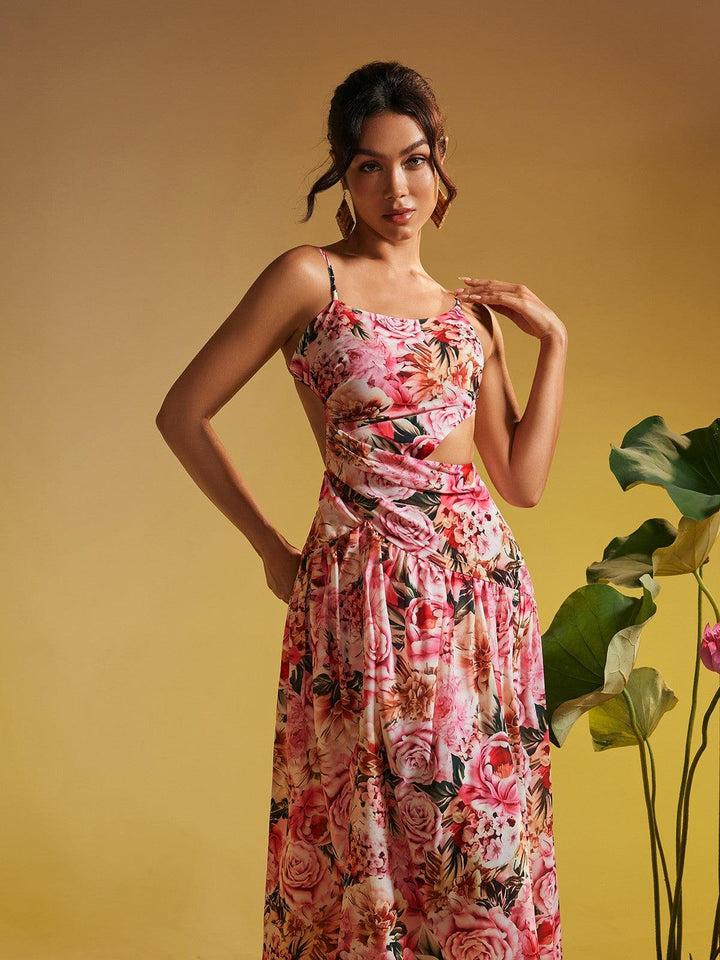 Acie Spaghetti Floral Print Midi Dress - Mew Mews