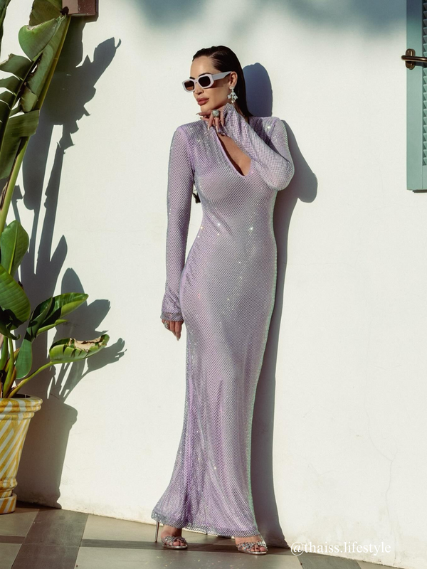 Stanton V Neck Glitter Maxi Dress