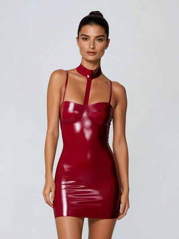 Syrixon Halterneck Latex Mini Dress