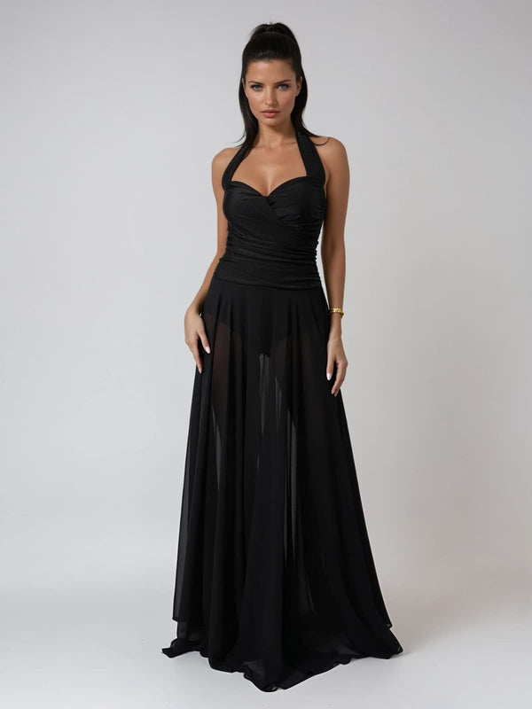 Syronix Halterneck Mesh Maxi Dress