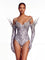 Tervix Crystal Bodysuit With Gloves In Silver
