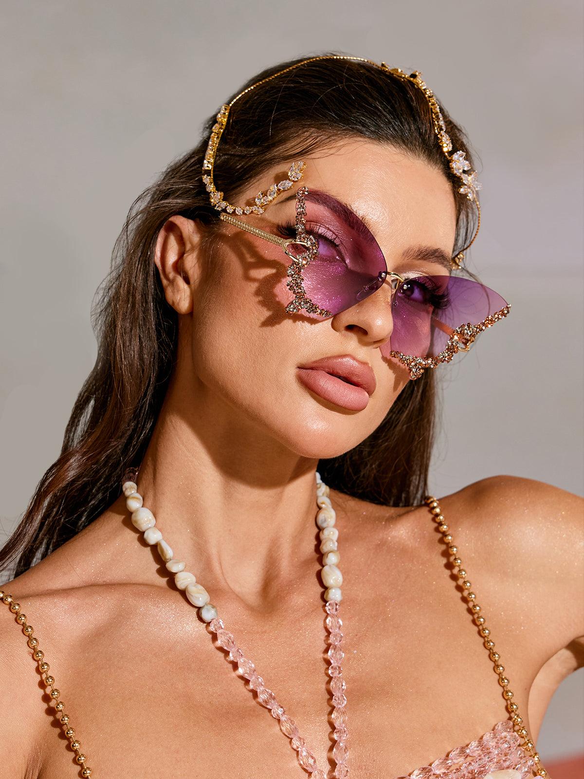 Tierney Butterfly Crystal Sunglasses – Mew Mews
