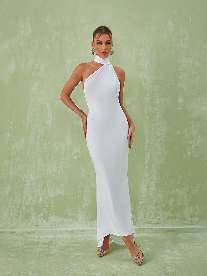 Toula Backless Maxi Dress In White - Mew Mews