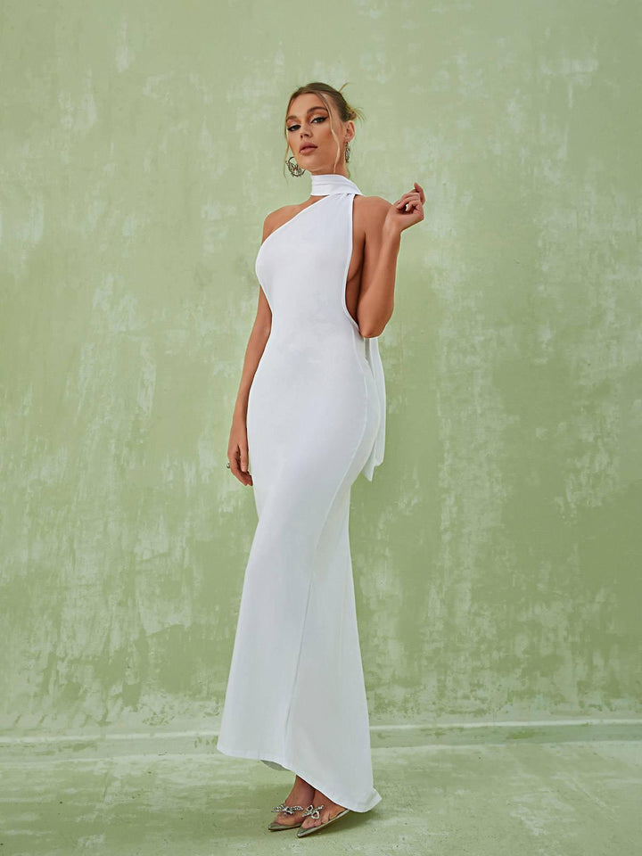 Toula Backless Maxi Dress In White - Mew Mews