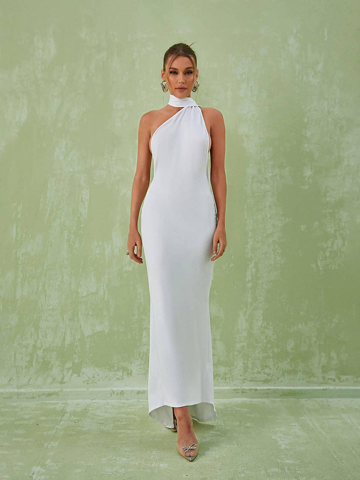 Toula Backless Maxi Dress In White - Mew Mews