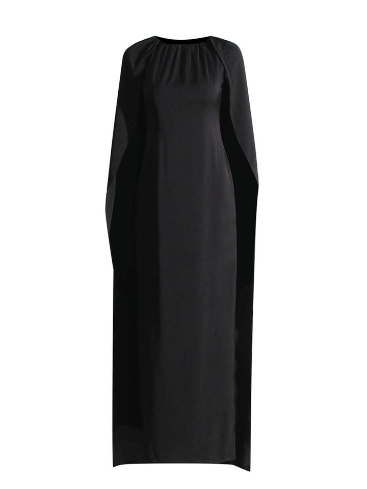 Tricia Wide Cape Maxi Dress In Black - Mew Mews