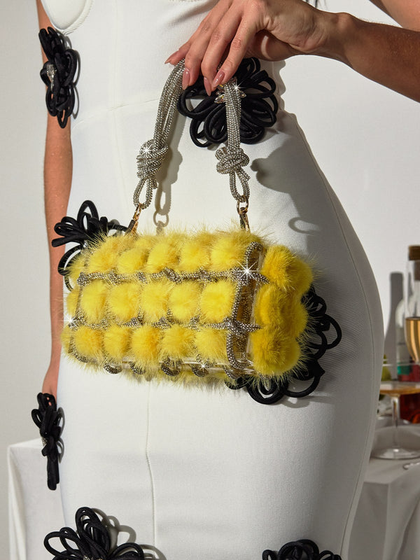 Tristano Faux Fur Crystal Bag