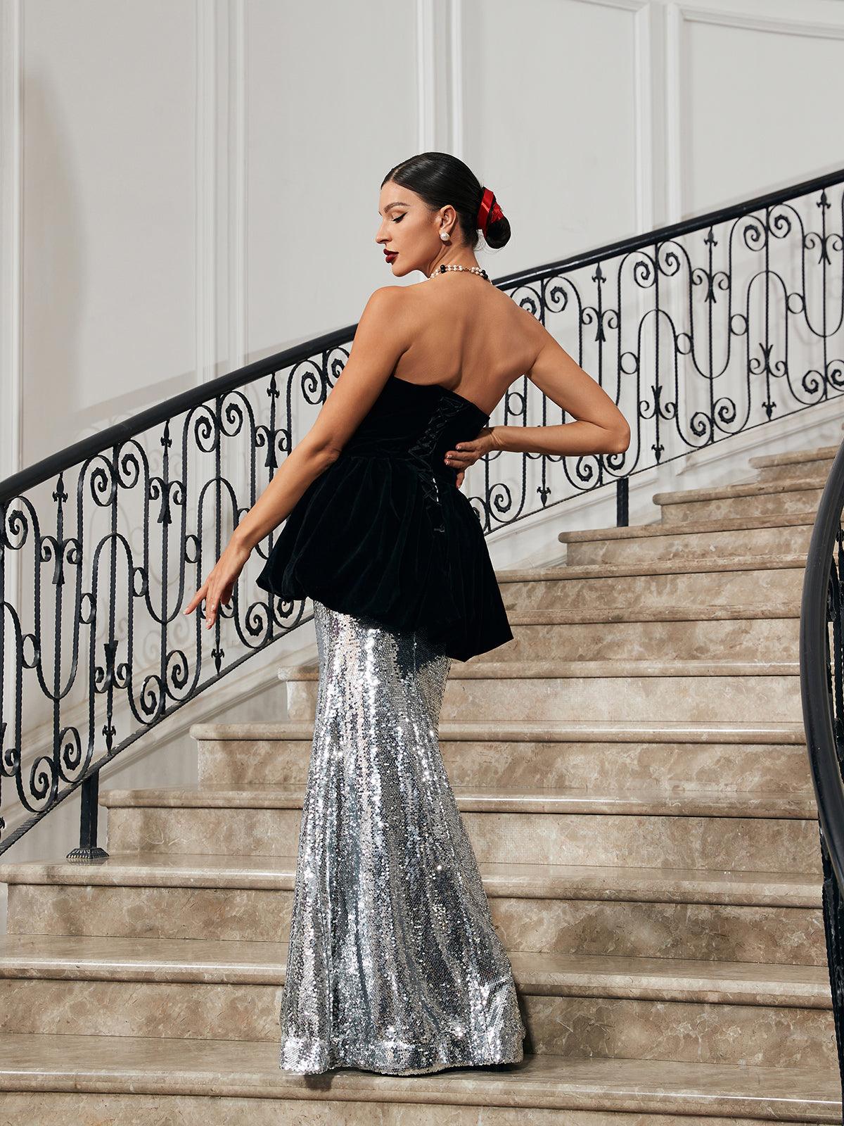 Sleeveless Maxi Velvet Mermaid Regular Evening Dress frc2092ab
