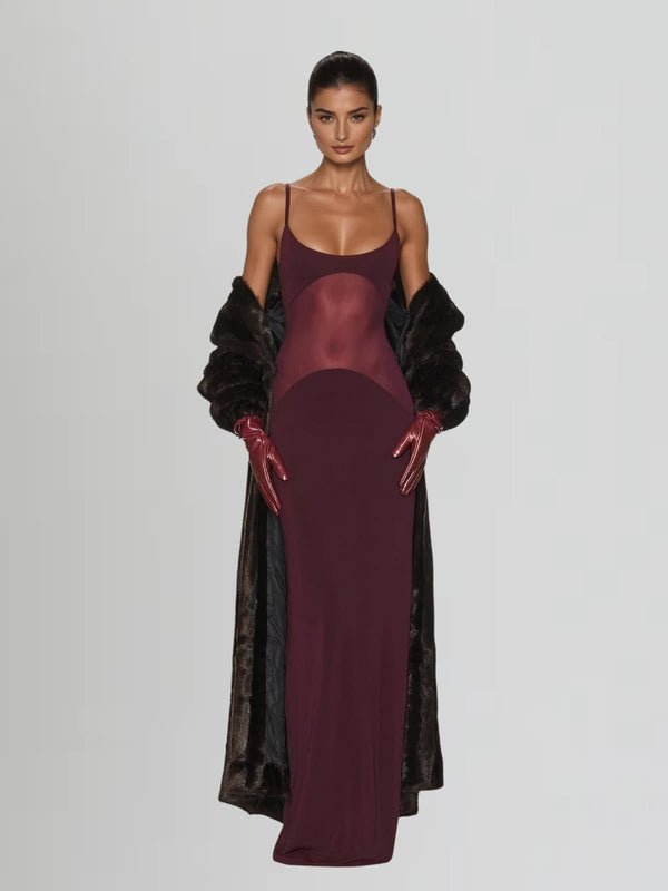 Uaelyara Spaghetti See Through Maxi Dress