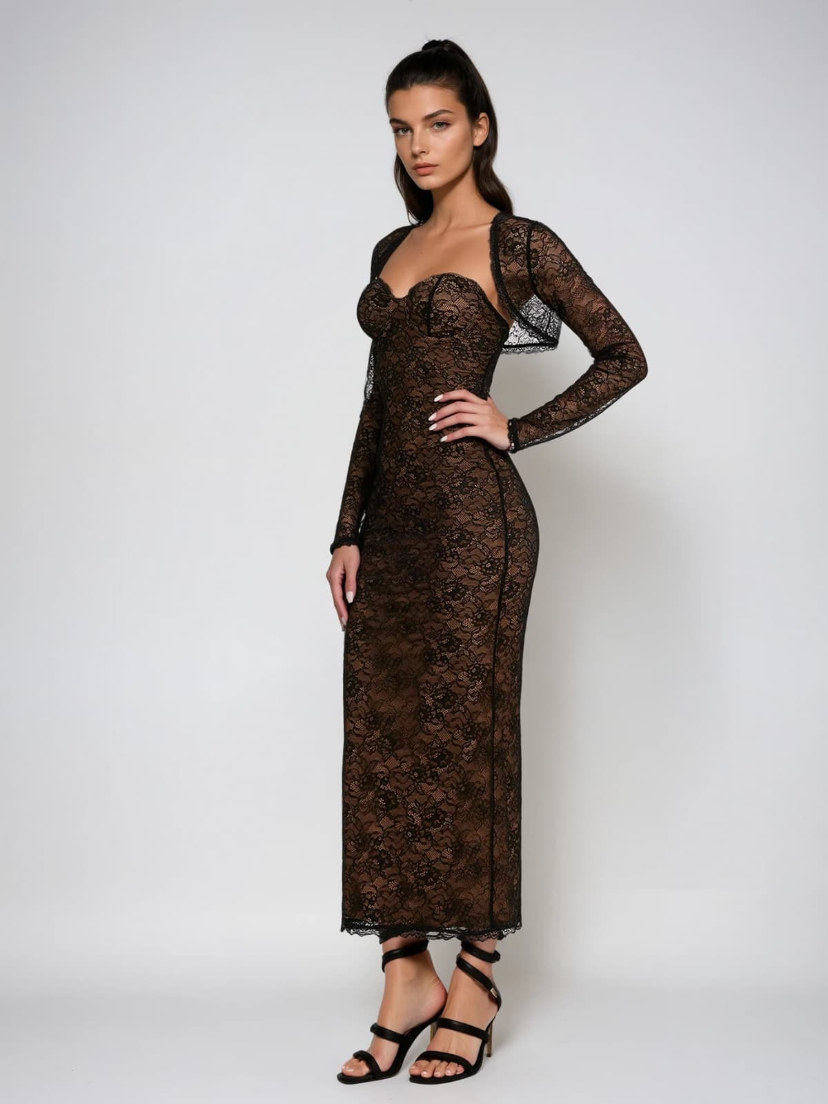 Mew Mews Ulthris Shawl Strapless Lace Maxi Dress