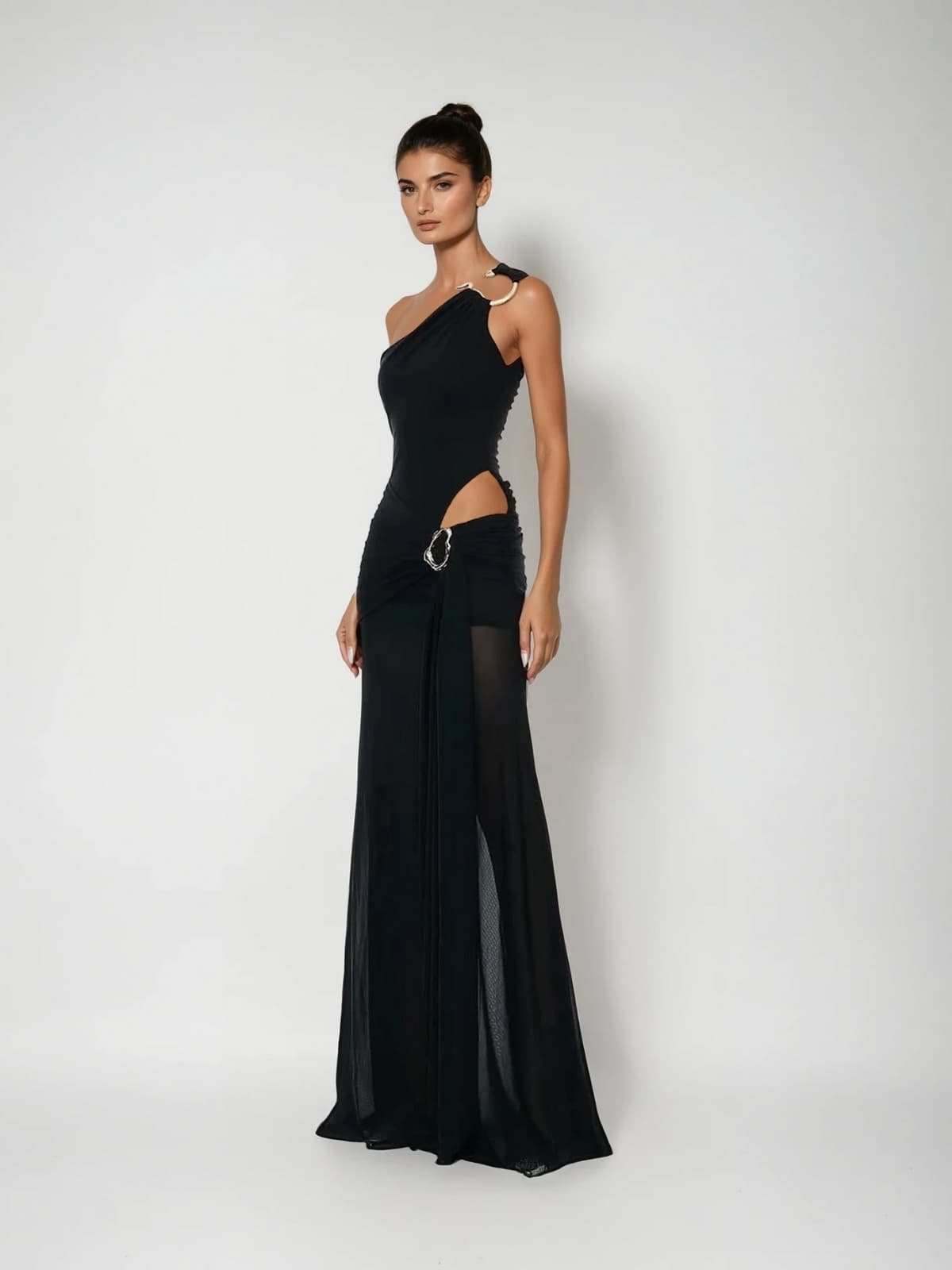Ulyra One Shoulder Draped Cutout Maxi Dress – Mew Mews