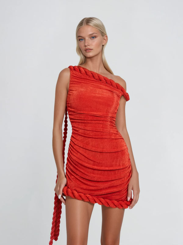 Uryxia One Shoulder Twisted Mini Dress