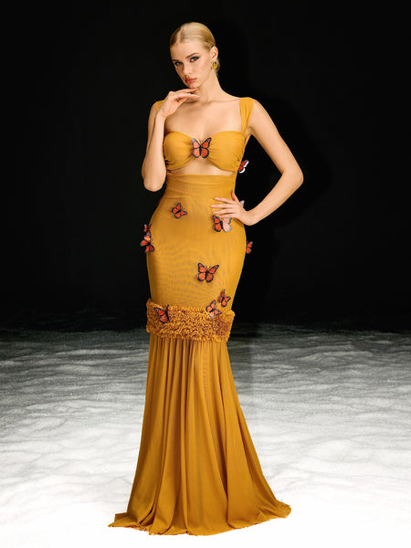 Uzgoth Cutout Butterfly Mesh Maxi Dress – Mew Mews