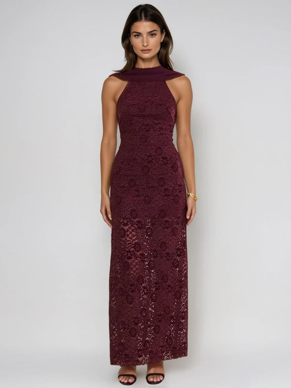 Uzvra Backless Lace Maxi Dress