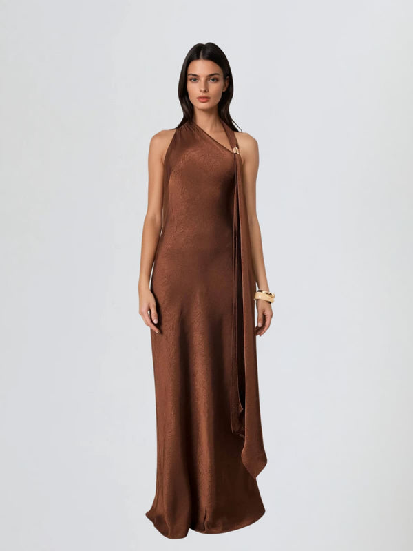 Vaeltric Halterneck Draped Maxi Dress