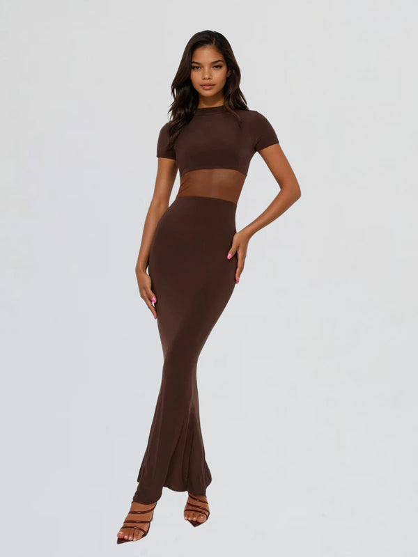 Vallerie Short Sleeve Bodycon Maxi Dress