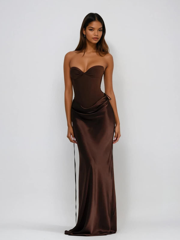 Vallissa Strapless Bodycon Satin Maxi Dress