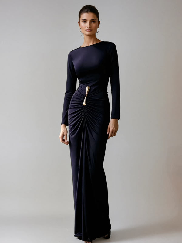 Valmai Long Sleeve Ruched Maxi Dress