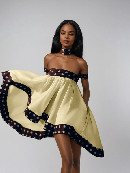 mulwala mini dress Velvandis Off Shoulder Dot Mini Dress – Mew Mews