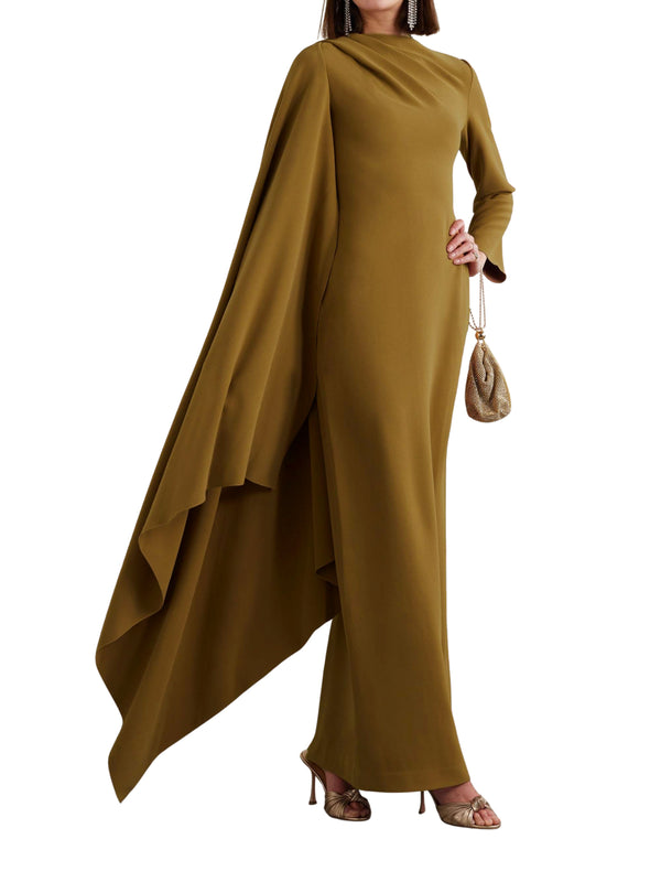 Velyra Shawl Ruffle Maxi Dress