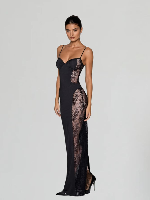 Velyxra Spaghetti Lace Maxi Dress