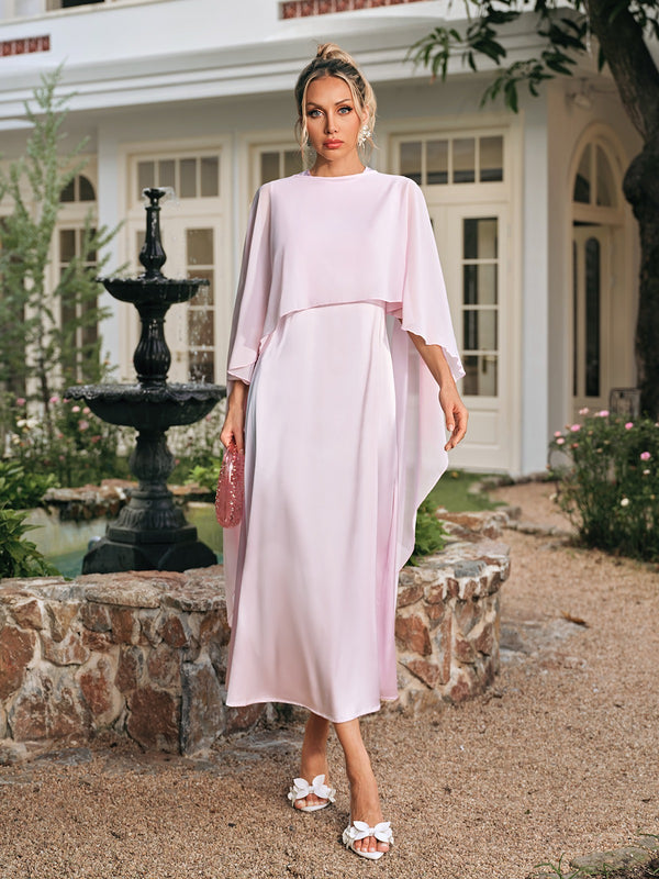 Vexmir Satin Shawl Midi Dress