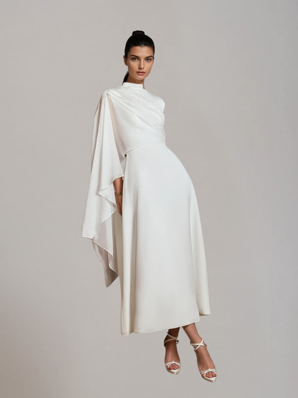 Vryndis One Shoulder Ruffle Midi Dress