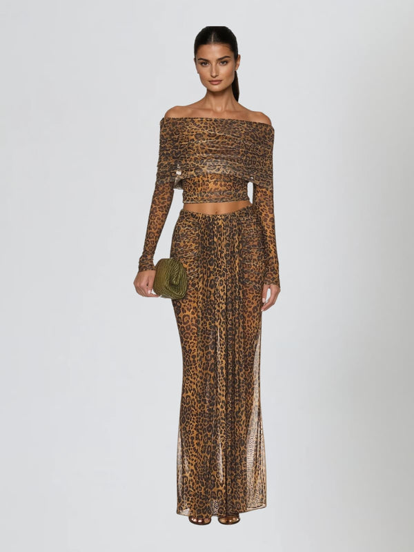 Vyxion Off Shoulder Draped Skirt Set
