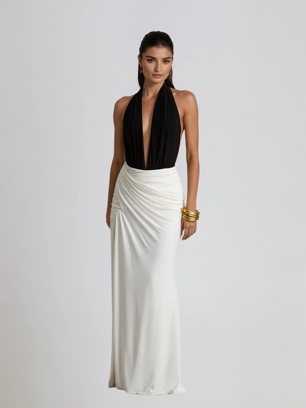Vyxsis Backless Split Ruched Maxi Dress