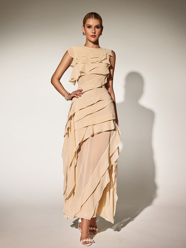 Waelyvira Sleeveless Ruffle Maxi Dress