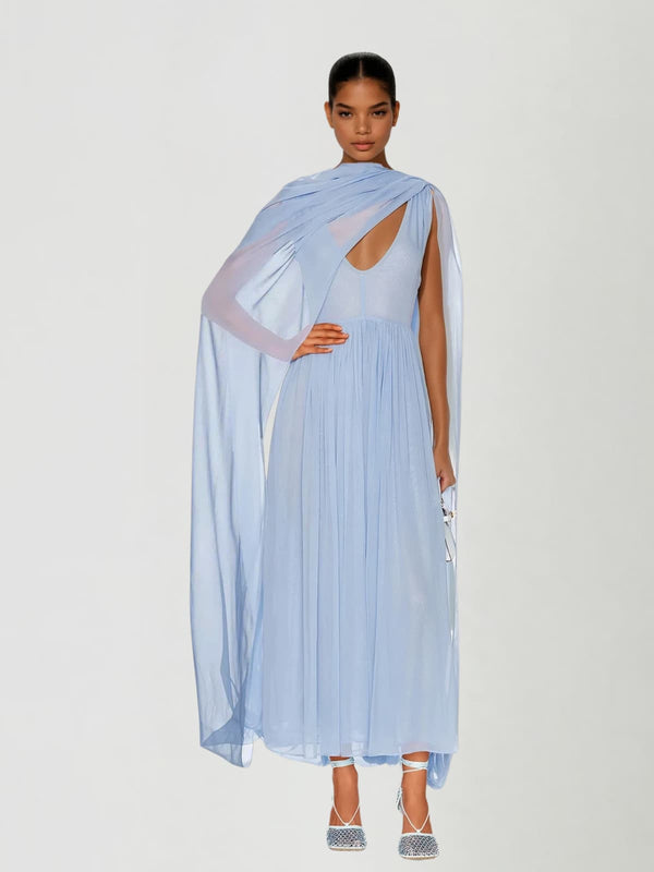 Wryndis Shawl Plunge Neck Maxi Dress