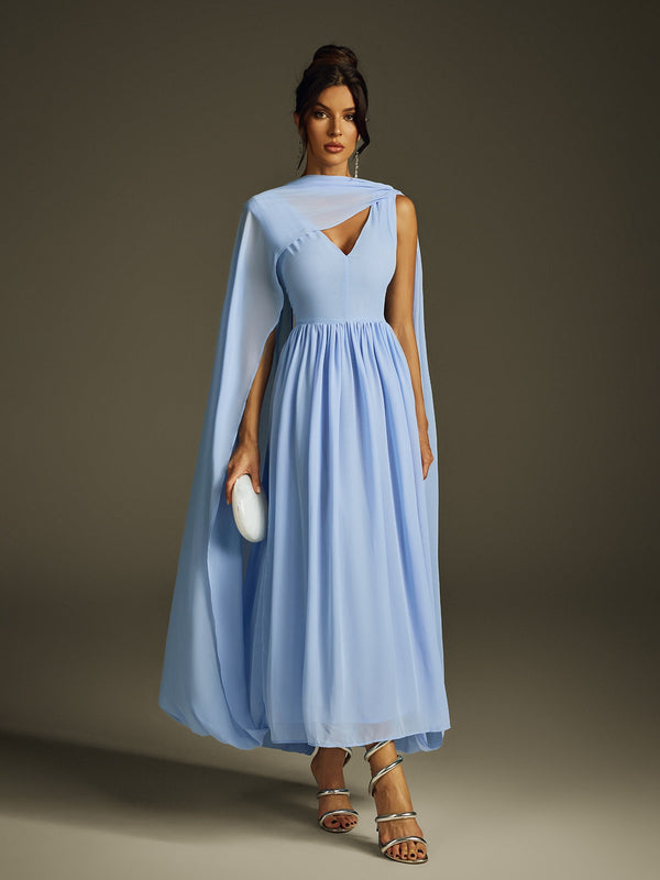 Wryndis Shawl Plunge Neck Maxi Dress