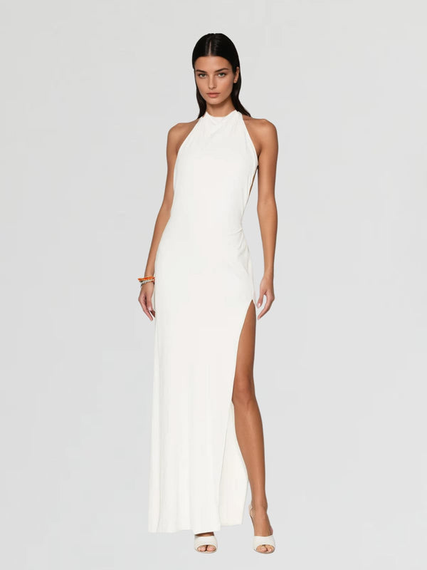 Wyssa Backless Cutout Split Maxi Dress