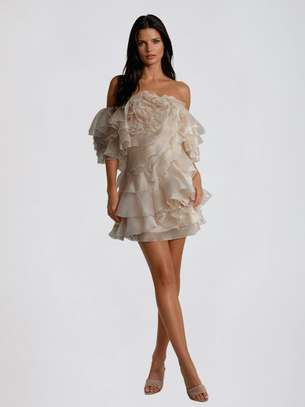 Xyrisza Off Shoulder Ruffle Mini Dress