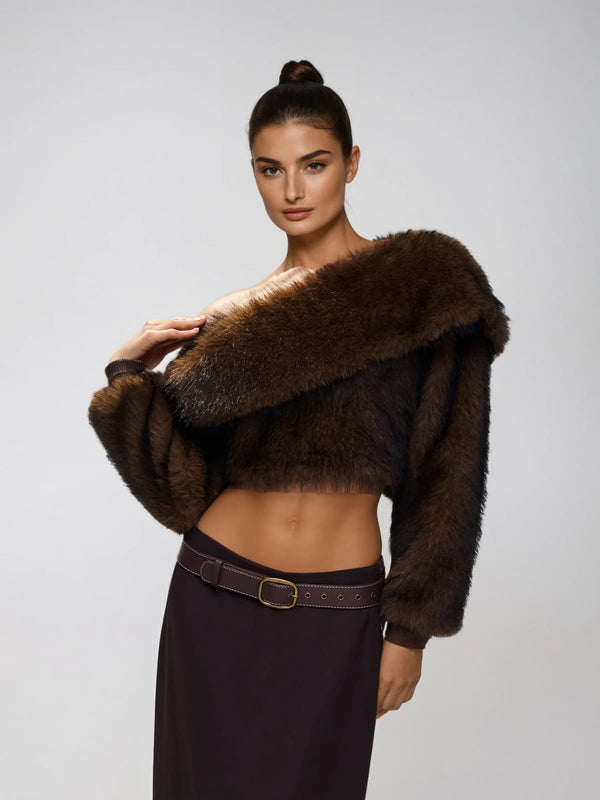 Yenith One Shoulder Furry Top
