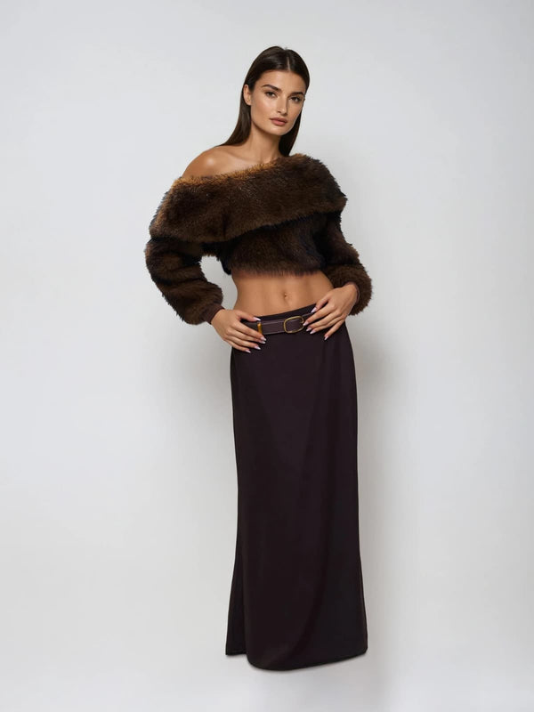 Yenith One Shoulder Furry Top