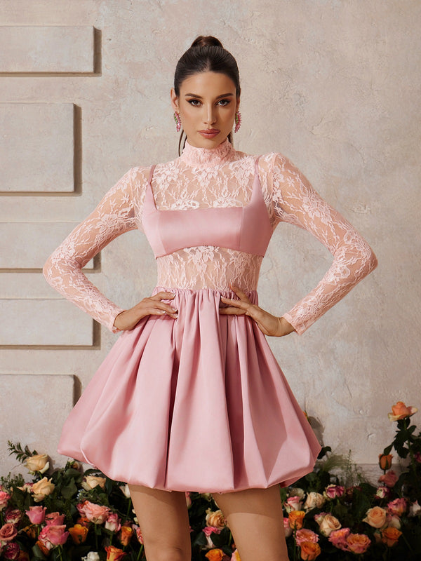 Yrythos High Neck Bubble Mini Dress